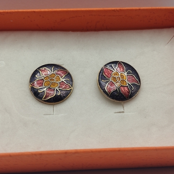 Vintage Cloisonne Earrings - Picture 3 of 5